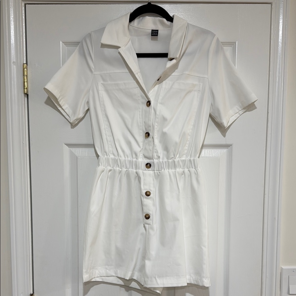 SHEIN White Button-Up Romper